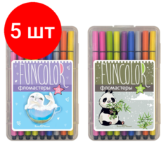 Комплект 5 наб, Фломастеры Funcolor, наб.18 цв. в пластиковом пенале 2 вида, 32-0049 Bruno Visconti