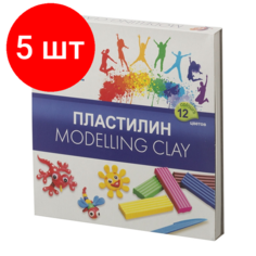 Комплект 5 наб, Пластилин Луч Классика 12цв 240гр, со стеком