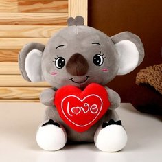 Мягкая игрушка «Коала» с сердцем, 22 см, цвет серый Noname