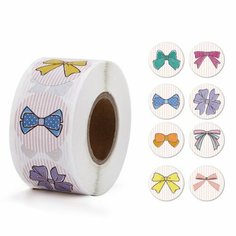 Наклейка бумага "Бантики" d=2,5 см 500 шт в рулоне 3х6,5х6,5 см, 2 штуки Noname
