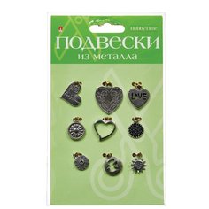 Подвески из металла "Солнышки, сердечки", серебро Альт