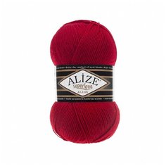 Пряжа для вязания Ализе Superlana klasik (25% шерсть, 75% акрил) 5х100г/280м цв.056 красный Alize