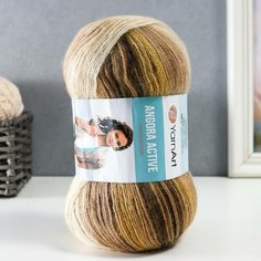 Пряжа "Angora Active" 25% мохер, 75% акрил 500м/100гр (843 беж корич) нет бренда