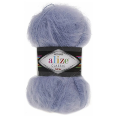 Пряжа Alize Mohair classic, 24 % шерсть, 25 % мохер, 51 % акрил, 100 г, 200 м, 2 шт., 40 голубой