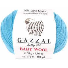 Пряжа Gazzal Baby Wool бирюзовый (820), 40%шерсть мериноса/20%кашемирПА/40%акрил, 175м, 50г, 1шт