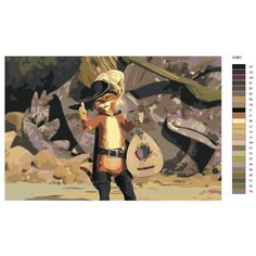 Картина по номерам V-991 "Кот в сапогаx играющий на мандолине", 80x120 см Brushes Paints
