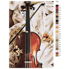 Картина по номерам T932 "Скрипка, музыкальный инструмент" 80x120 Brushes Paints
