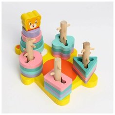 Детская развивающая пирамидка Животные 15х20х10,5 см Нет бренда