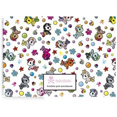 Вселенная tokidoki. Единорожки. Альбом для рисования (формат А4, офсет 160 гр, 50 страниц, евроспираль, с заданиями) Эксмо