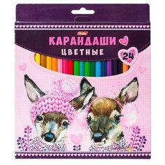 Карандаши цветные Hatber 24 цветов "Мягкие и пушистые"