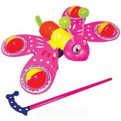 Каталка-игрушка Junfa toys Бабочка 865, розовый/красный/желтый