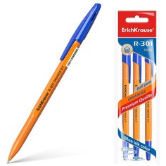 Ручка шариковая ErichKrause® R-301 Orange Stick 0.7, цвет чернил синий (в пакете по 3 шт.)