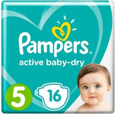 Pampers подгузники Active Baby-Dry 5, 11-16 кг, 16 шт., белый