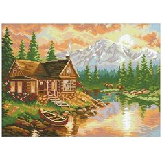 Алмазная мозаика Вечер в горах 42x30 см. Паутинка