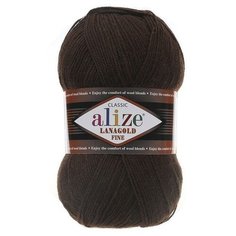 Пряжа Alize Lanagold Fine (Ланаголд Файн) 26 коричневый 49% шерсть, 51% акрил 100г 390м 5шт