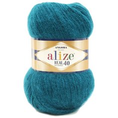 Пряжа "Angora real 40" 60% акрил, 40% шерсть 480м/100гр (17 петроль ) нет бренда