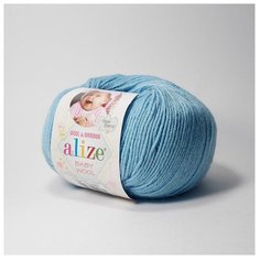 Пряжа Alize Baby Wool, 40 % шерсть, 40 % акрил, 20 % бамбук, 50 г, 175 м, 1 шт., 128 морская вода