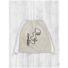 Сумка рюкзак-мешок JoyArty "Таинственная девушка" для обуви и вещей, 38x40 см