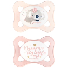 Пустышка силиконовая симметричная Canpol Babies Mini 0-2 мес, 2 шт., розовый