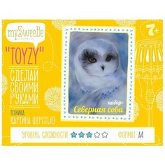 Картина шерстью Toyzy "Северная сова", 29,7 см х 21 см