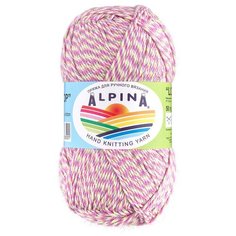 Пряжа "LOLLIPOP" 100% хлопок 50 г 175 м №04 розовый-малиновый-сиреневый-салатовый Alpina