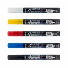 Набор маркеров художественных 4Artist Marker на масляной основе 4 мм 5 цв. перо круглое, цв. базовый Pebeo