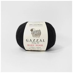 Пряжа Gazzal Baby Wool (Газал Беби Вул) шерсть мериноса/ кашемир ПА/ акрил, 803 черный, 5 мотков