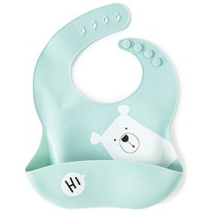 Нагрудник силиконовый с кармашком, 31х23, "Медвежонок", мятный Baby Nice