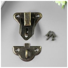 Замок металл для шкатулки бронза + гвозд. 4,9х3,5 см Арт Узор