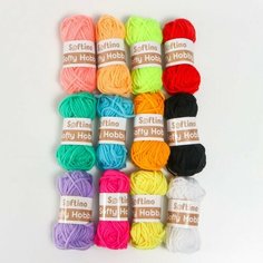 Softino Пряжа 100% полиэстер "Softy Hobby" 18м ±2м 10 гр набор 12 шт