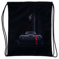 Stavia Мешок для обуви 430 х 340 мм, Stavia (плотность 600D с водоотталкивающей ПУ-пропиткой) "Чёрная машина", чёрный