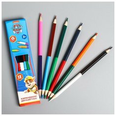 Карандаши цветные 12 цветов, двухсторонние, трёхгранные, Sima