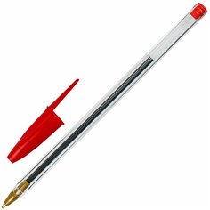 Ручка шариковая STAFF "Basic BP - 01", письмо 750 метров, красная, длина корпуса 14 см, узел 1 мм, 50 шт.