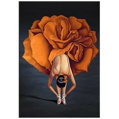 Алмазная мозаика без подрамника 40x50 см / Алмазная живопись / круглые стразы / Алмазная мозаика Балерина с желтым цветком Noname