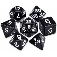 Набор кубиков для настольных ролевых игр (Dungeons and Dragons, DnD, D&D, Pathfinder) - Черно-белые без бренда