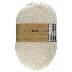 Пряжа Пехорка Деревенская 01 белый 100% шерсть 100г 250м 5шт