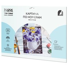 ТРИ СОВЫ картина по номерам Анютины глазки, 40 х 30 см, разноцветный