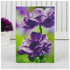 Алмазная мозаика стразами с частичным заполнением на подставке «Цветы» + холст 13 х 19 см. Набор для творчества Школа талантов