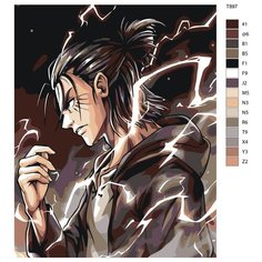 Картина по номерам T897 "Аниме Атака титанов. Эрен Йегер" 60x80 Brushes Paints