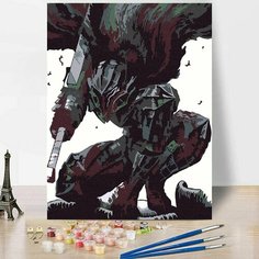 Картина по номерам Аниме Берсерк ЧБ RED Panda