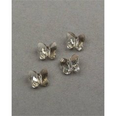 Бусины бабочки Swarovski, цвет Crystal Silver Shade (#001-SSHA), размер 8 мм, 4 шт.