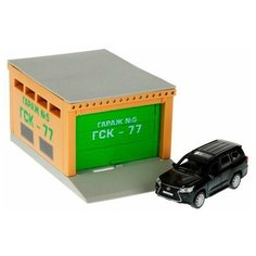 Игровой набор ТехноПарк Гараж 20см с машинкой металлической LEXUS LX-570 12см черная GARAGESMA-20PL-LEX
