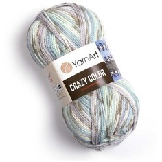 Пряжа YarnArt Crazy Color (ЯрнАрт Крейзи Колор) Нитки для вязания, 100г, 260м, 75% акрил 25% шерсть, 179 белый-голубой-мята-песочный, 2шт
