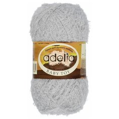 Пряжа для вязания крючком, спицами Adelia Аделия BABY TOY фантазийная тонкая, 100% нейлон, цвет №04 Светло-серый 10 шт, 255 м