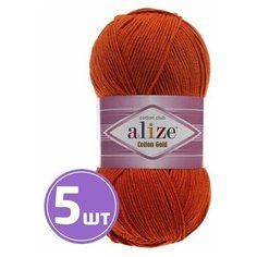 Пряжа для вязания крючком, спицами, Alize, Ализе, Cotton Gold, средняя, xлопок, aкрил, цвет 36, терракотовый, 5 шт. по 100 г, 330 м