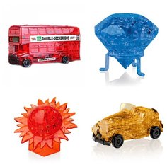 Игрушки девочке Модель для сборки комплект 4 штуки Идея подарка классу день рождения Автобус, Кристал, Шар Солнце, Машина Iq Toy