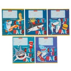 Тетрадь - Акула-сёрфер, 12 листов, клетка, 25 шт. Проф Пресс