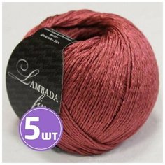 Пряжа SEAM, Сеам, LAMBADA fine, толстая, хлопок мерсеризованный, вискоза, цвет 19, темный коралл, 5 шт. по 50 г, 170 м