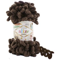 Пряжа плюшевая Alize Puffy (Ализе Пуффи) - 2 мотка 294 светлый петроль для вязания руками, гипоаллергенная, большие петли (4см), 9м/100г