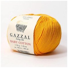 Пряжа Gazzal Baby Cotton (Газзал Беби Коттон) - 1 моток Абрикос (3416) 60% хлопок, 40% акрил 165м/50г